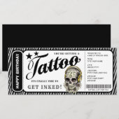 Invitation Billet de certificat-cadeau de tatouage personnali (Devant / Derrière)
