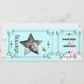 Invitation Billet de Chapelle Romantique Aqua pour Mariage (Dos)