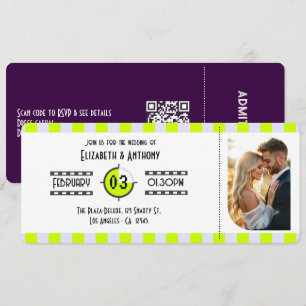 Invitation Billet de cinéma Cyber Lime/Lavande numérique/Pour