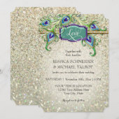 Invitation Billet de cinéma Parties scintillant Peacock Art D (Devant / Derrière)