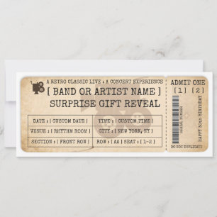 Invitation Billet de cinéma rétro cadeau révélation Bon Sur