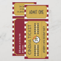 Billet de cinéma rétro pour anniversaire tout âge