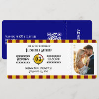 Billet de cinéma Rouge profond, Bleu marine et Or