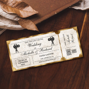 Invitation Billet de cinéma rustique vintage pour sauvegarde