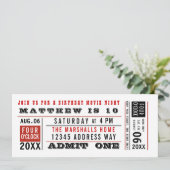 Invitation Billet de cinéma vintage Anniversaire (Debout devant)