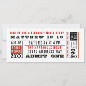 Invitation Billet de cinéma vintage Anniversaire (Devant)