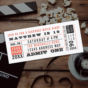 Invitation Billet de cinéma vintage Anniversaire Couleurs per