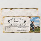 Invitation Billet de cinéma Vintage photo rustique Enregistre (Devant / Derrière)