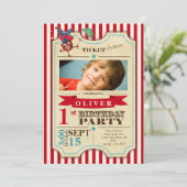 Invitation Billet de cirque 1er anniversaire | plus d'espace (Debout devant)