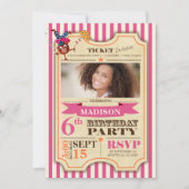 Invitation Billet de cirque | Fille d'anniversaire | Invitati (Devant)