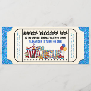 Invitation Billet de cirque pour garçons pour fête d'annivers