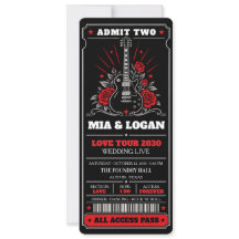 Billet de concert de rock Roses Guitare Rouge Noir