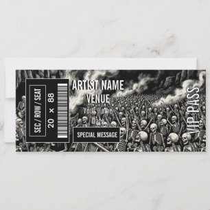 Invitation Billet de concert de rock Skeleton Halloween