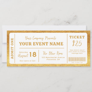 Invitation Billet de concert personnalisé Faux billet Blanc O
