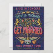 Invitation Billet de concert sur le thème des groupes rétro d (Devant)