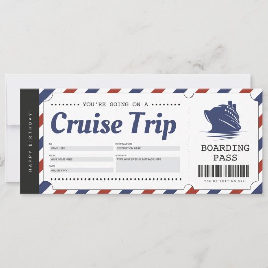 Invitation Billet de croisière en bateau Carte-cadeau de vaca (Devant)