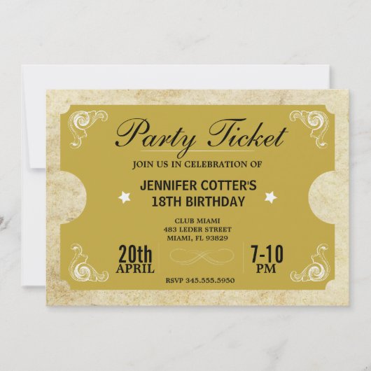 Invitation Billet de fête (Devant)