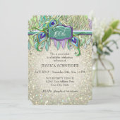 Invitation Billet de fête 100e anniversaire Peacock Feather (Debout devant)