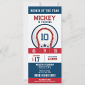 Invitation Billet De Fête Anniversaire De La Rookie De Baseba (Devant)