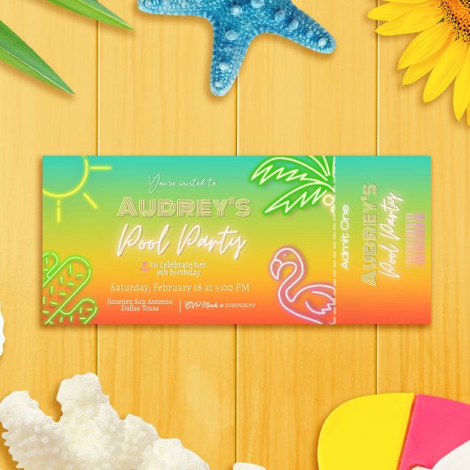 Invitation Billet de Fête au Piscine