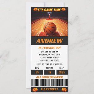 Invitation Billet de fête d'anniversaire de Basketball Pro Ba