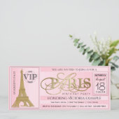 Invitation Billet de fête d'anniversaire rose Paris (Debout devant)