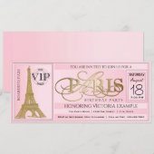 Invitation Billet de fête d'anniversaire rose Paris (Devant / Derrière)