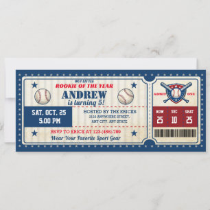 Invitation Billet de fête de baseball personnalisé pour anniv