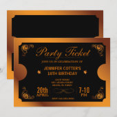 Invitation Billet de fête de bronze (Devant / Derrière)