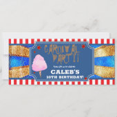 Invitation Billet de fête de carnaval Rouge Blanc Bleu Or (Devant)