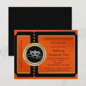 Invitation Billet de fête de masquerade d'Halloween (Devant / Derrière)