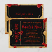 Invitation Billet de fête d'Halloween Black Scary Blood Splat (Devant / Derrière)