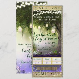 Invitation Billet de fête VIP Enchanted Forest Prom