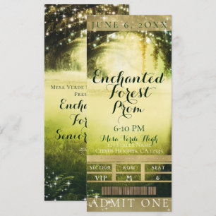 Invitation Billet de fête VIP Green Glow Forest & Lights Prom