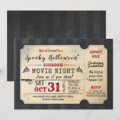 Invitation Billet de film de soirée cinéma d'horreur de (Devant / Derrière)