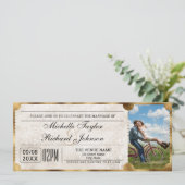 Invitation Billet de film Vintage rustique avec code QR RSVP (Debout devant)