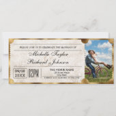 Invitation Billet de film Vintage rustique avec code QR RSVP (Devant)