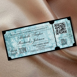 Invitation Billet de film Vintage rustique avec code QR RSVP