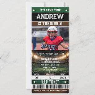 Invitation Billet de football américain avec photo personnali
