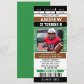 Invitation Billet de football américain sur mesure avec photo (Devant / Derrière)