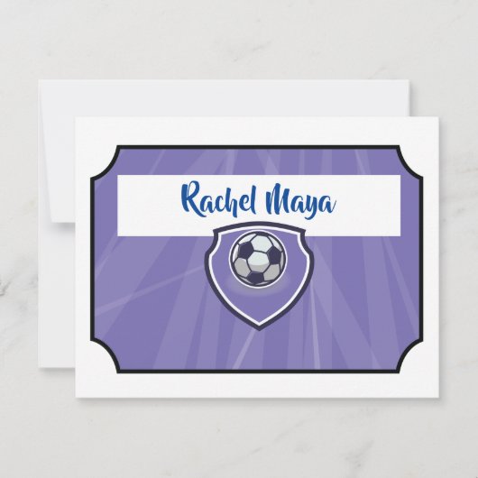 Invitation BILLET DE FOOTBALL Bat Mitzvah Violet Merci Plat (Devant)