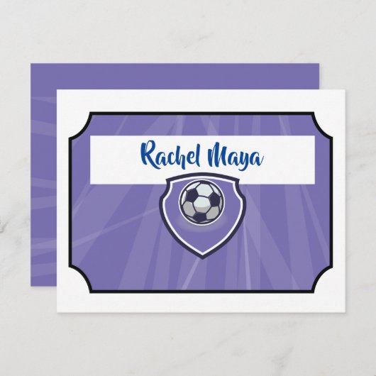 Invitation BILLET DE FOOTBALL Bat Mitzvah Violet Merci Plat (Devant / Derrière)