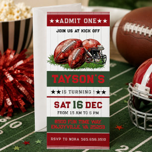Invitation Billet de football de première année pour fête de 