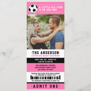 Invitation Billet de football noir rose Couples Baby shower P