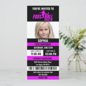 Invitation Billet de football noir violet Anniversaire Photo  (Debout devant)