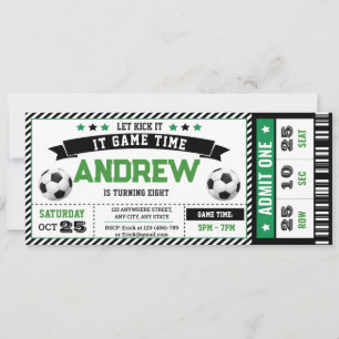 Invitation Billet de football personnalisé pour garçon modern