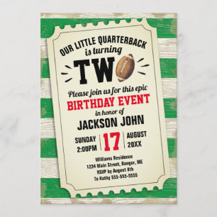 Invitation Billet de football sportif de 2e anniversaire Rust