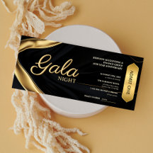 Billet de gala d'affaires éditable Or Noir Moderne