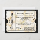 Invitation Billet de graduation moderne en marbre d'or (Devant)