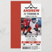 Invitation Billet de Hockey customisé Anniversaire avec photo (Devant / Derrière)
